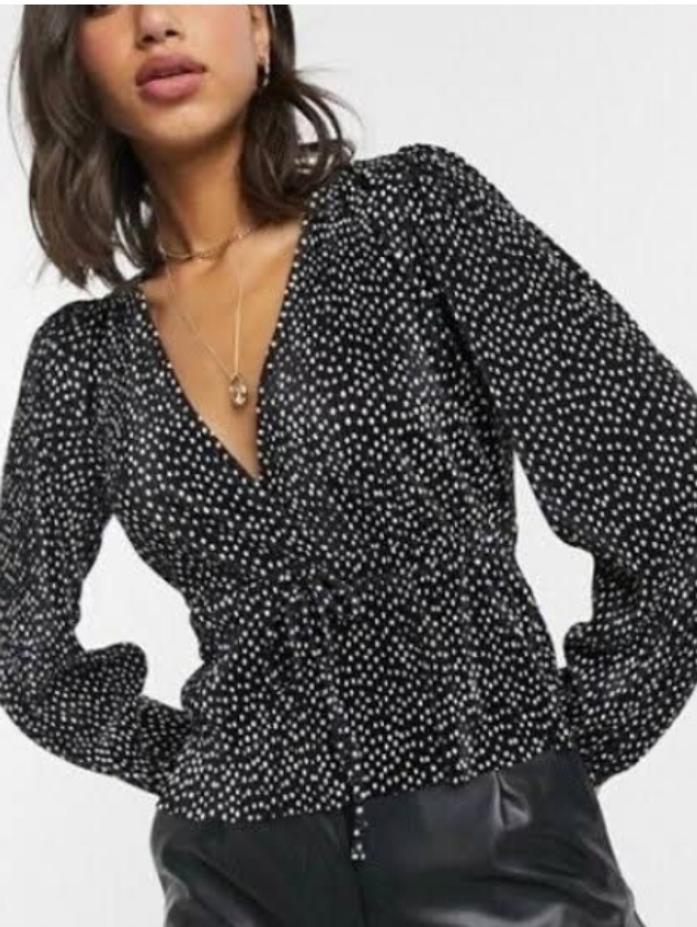 Zara Polka Dots Balloon Sleeve Printed Top